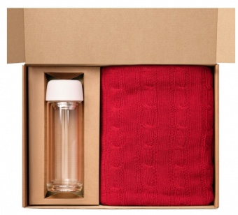 Подарочный набор Bianca, Fado, красный (плед, термобутылка) фото 