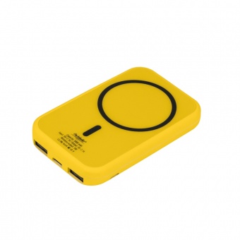 Внешний аккумулятор с беспроводной зарядкой Ultima Wireless Magnetic Lemoni 5000 mAh, желтый фото 