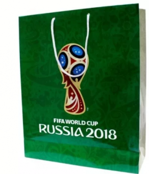 Пакет подарочный FIFA-2018 34х28х9 см, глянцевый, зеленый фото 