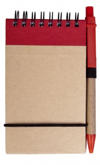 Блокнот на кольцах Eco Note с ручкой, красный фото 