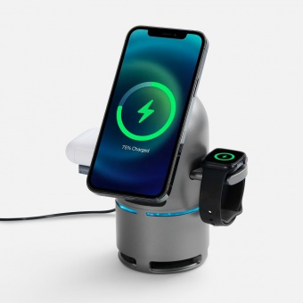 Bluetooth-колонка с беспроводной зарядкой Droid, серая фото 