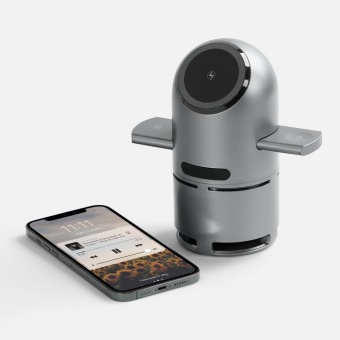 Bluetooth-колонка с беспроводной зарядкой Droid, серая фото 