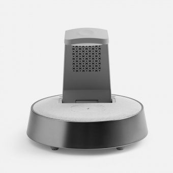 Bluetooth-колонка с беспроводной зарядкой и часами netEnergy, серая фото 