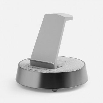Bluetooth-колонка с беспроводной зарядкой и часами netEnergy, серая фото 