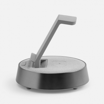 Bluetooth-колонка с беспроводной зарядкой и часами netEnergy, серая фото 