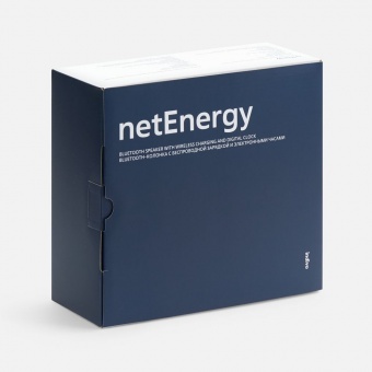 Bluetooth-колонка с беспроводной зарядкой и часами netEnergy, серая фото 