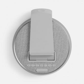 Bluetooth-колонка с беспроводной зарядкой и часами netEnergy, серая фото 