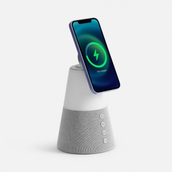 Bluetooth-колонка с беспроводной зарядкой и подсветкой Cone Sonance, серая фото 