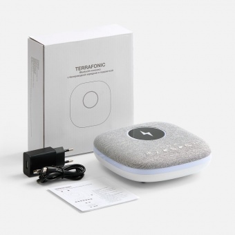 Bluetooth-колонка с беспроводной зарядкой и подсветкой Terrafonic, серая фото 