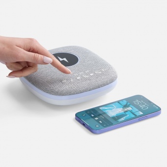 Bluetooth-колонка с беспроводной зарядкой и подсветкой Terrafonic, серая фото 