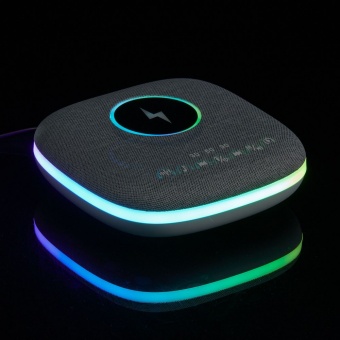 Bluetooth-колонка с беспроводной зарядкой и подсветкой Terrafonic, серая фото 