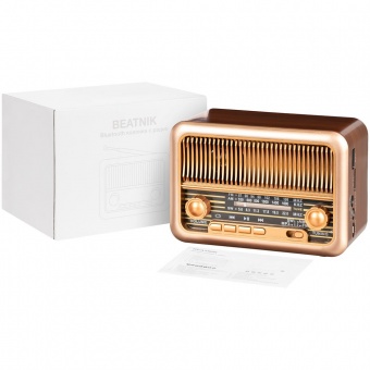 Bluetooth-колонка с радио Beatnik, коричневая фото 
