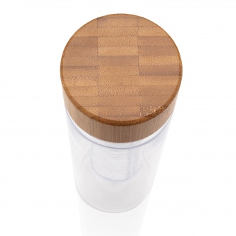 Бутылка-инфьюзер с крышкой из бамбука фото 
