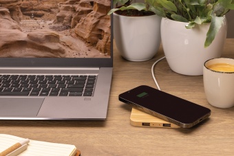 Док-станция Bamboo FSC® для беспроводной зарядки, 10 Вт фото 