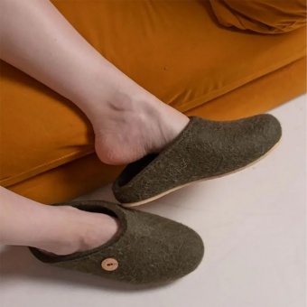 Домашние валенки Step, зеленые (олива) фото 4