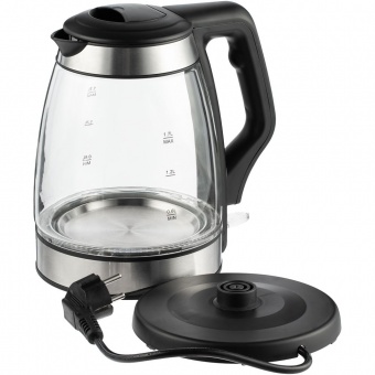 Электрический чайник Lumimore, стеклянный, серебристо-черный фото 