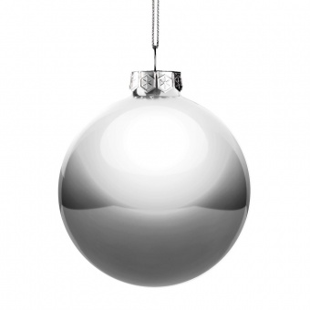 Елочный шар Finery Gloss, 10 см, глянцевый серебристый фото 