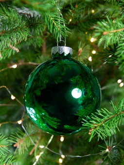 Елочный шар Finery Gloss, 10 см, глянцевый зеленый фото 