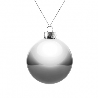 Елочный шар Finery Gloss, 8 см, глянцевый серебристый фото 