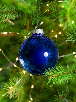 Елочный шар Finery Gloss, 8 см, глянцевый синий фото 