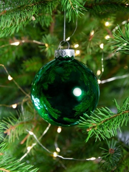 Елочный шар Finery Gloss, 8 см, глянцевый зеленый фото 