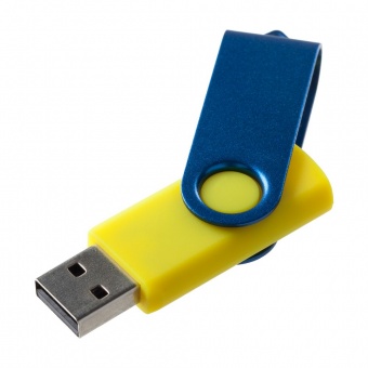 Флешка Twist Color, желтая с синим, 16 Гб фото 