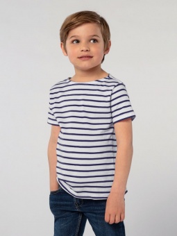 Футболка детская Miles Kids белая с темно-синим фото 6