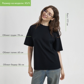 Футболка унисекс премиум AURA, 100% хлопок 200гр. черный, размер XS/S фото 