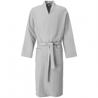 Халат вафельный Kimono, светло-серый фото 7