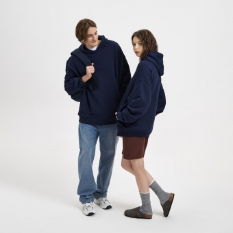 Худи оверсайз унисекс FUSION, темно-синий, размер 3XL/4XL фото 