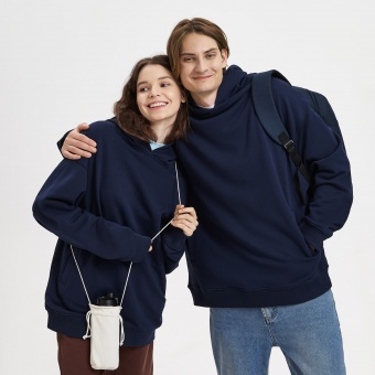 Худи оверсайз унисекс FUSION, темно-синий, размер 3XL/4XL фото 