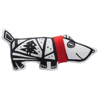 Игрушка «Собака в шарфе», большая, белая с красным фото 