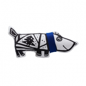 Игрушка «Собака в шарфе», малая, белая с синим фото 