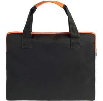 Конференц-сумка Unit Сontour, черная с оранжевой отделкой фото 