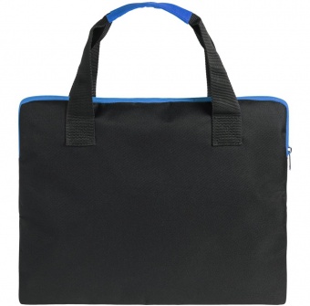 Конференц-сумка Unit Сontour, черная с синей отделкой фото 