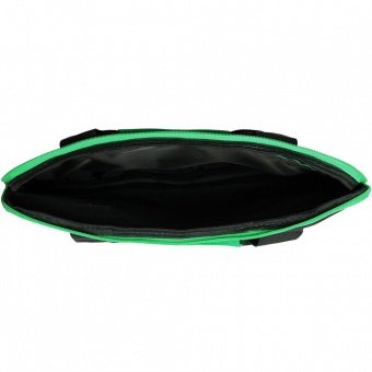 Конференц-сумка Unit Сontour, черная с зеленой отделкой фото 