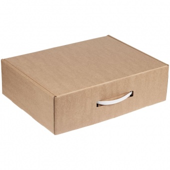 Коробка самосборная Light Case, крафт, с белой ручкой фото 