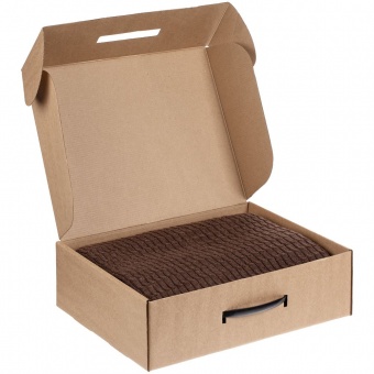 Коробка самосборная Light Case, крафт, с черной ручкой фото 