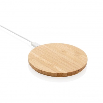 Круглая док-станция Bamboo FSC® для беспроводной зарядки, 5 Вт фото 