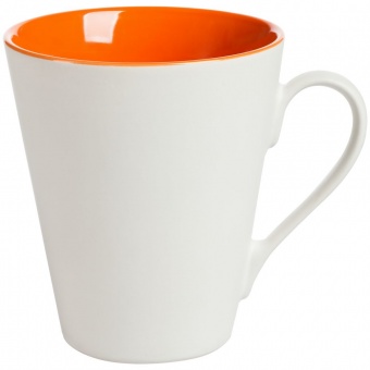 Кружка New Bell матовая, белая с оранжевым фото 