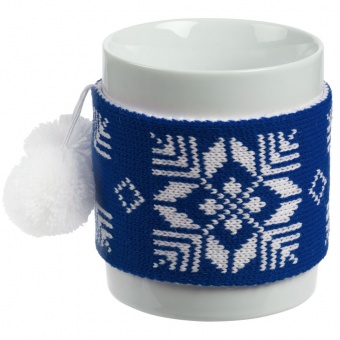 Кружка с манжетой «Снежинки», синяя фото 