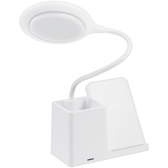 Лампа с органайзером и беспроводной зарядкой writeLight, ver. 2, белая фото 