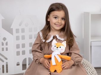 Мягкая игрушка Beastie Toys, лисенок с белым шарфом фото 