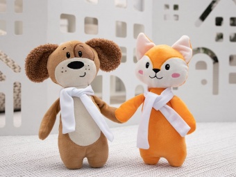 Мягкая игрушка Beastie Toys, собачка с белым шарфом фото 