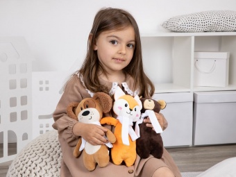 Мягкая игрушка Beastie Toys, собачка с белым шарфом фото 