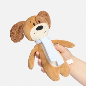 Мягкая игрушка Beastie Toys, собачка с белым шарфом фото 