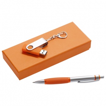 Набор Notes: ручка и флешка 16 Гб, оранжевый фото 