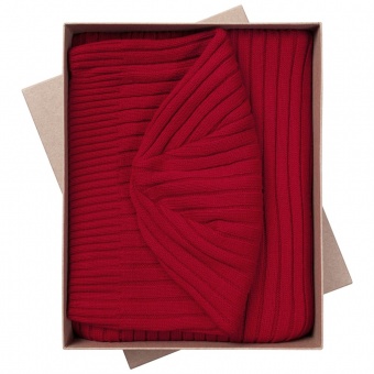 Набор Stripes: шарф и шапка, красный фото 