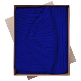 Набор Stripes: шарф и шапка, ярко-синий фото 
