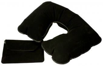 Надувная подушка под шею в чехле Sleep, черная фото 